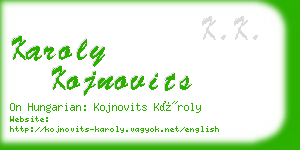 karoly kojnovits business card